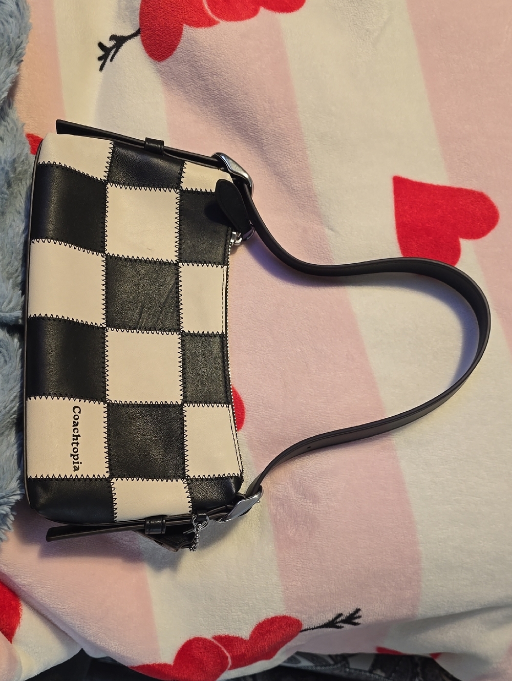 Coach Black and White Checkered Mini Shoulder Bag